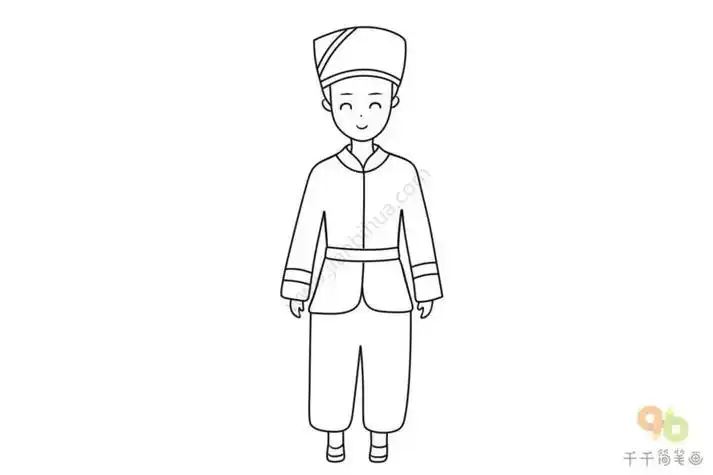 壮族男装简笔画教程视频