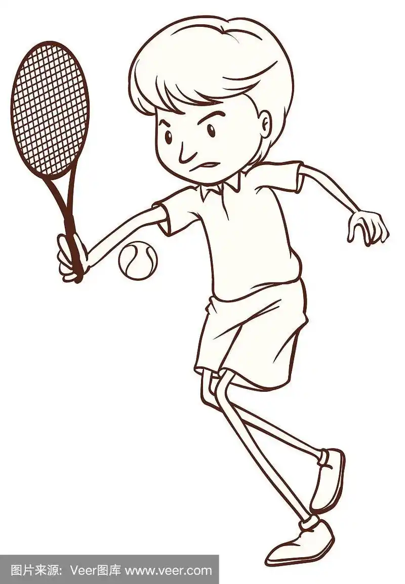 一个打网球的男人的简单素描
