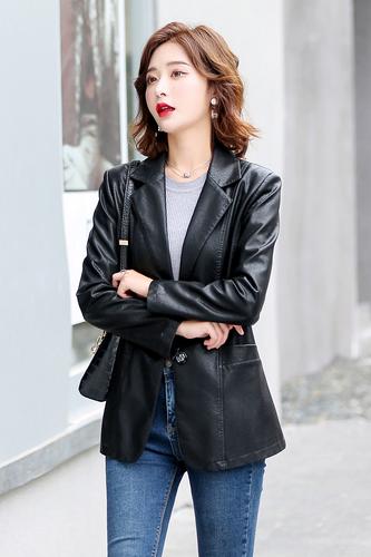 显瘦皮西服外套韩版 2022真皮皮衣女春秋短款 - 女装/女士精品 - 备货