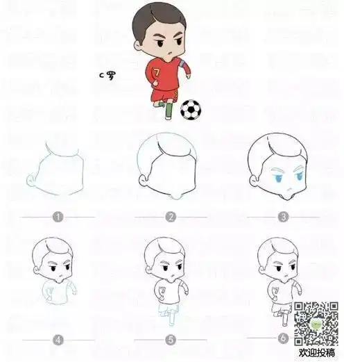 简笔画足球明星梅西简笔画夸张漫画明星人物简笔画英伦足球简笔画六位