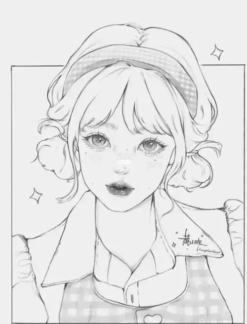 线稿练习可爱少女