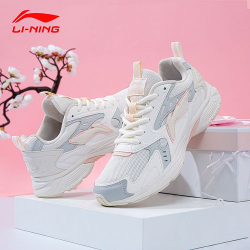李宁女鞋跑步鞋小白鞋春季新款鞋子复古休闲老爹鞋女款轻便运动鞋