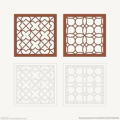 正方形窗花格 花窗 中式图案