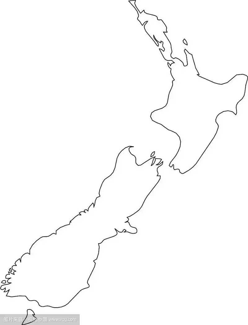 新西兰-实心黑色轮廓边界地图