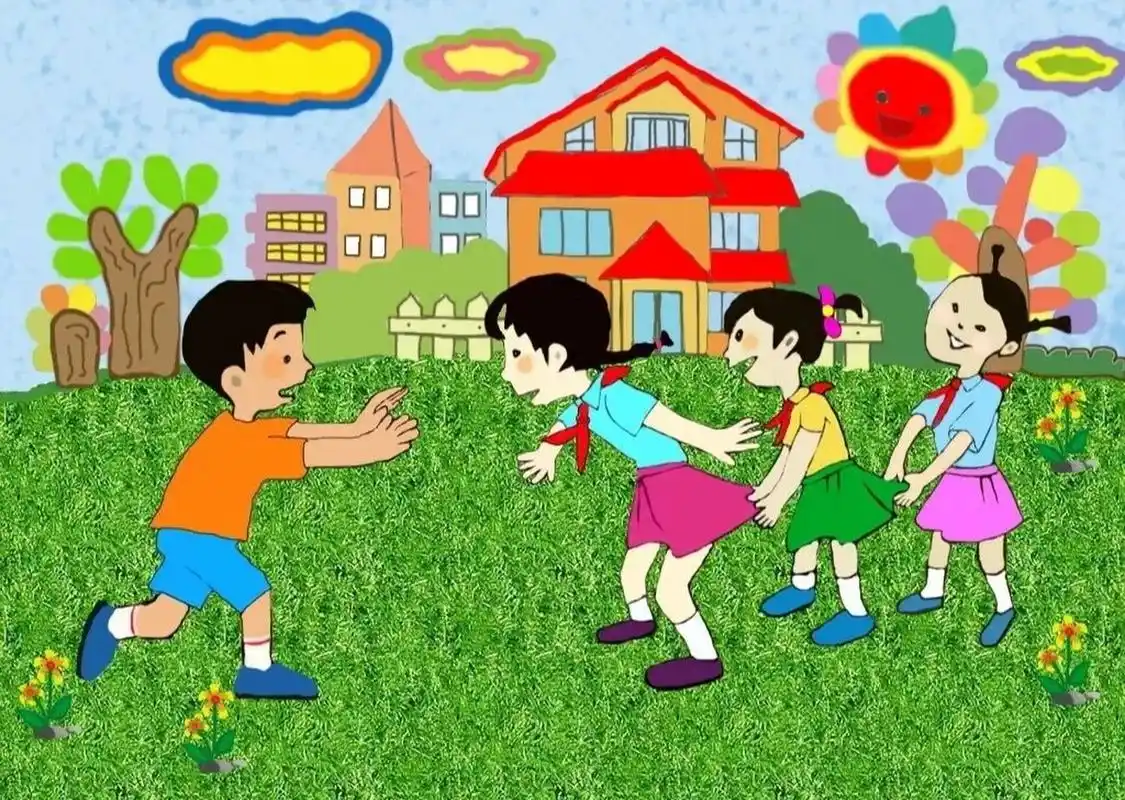 看图写话 老鹰抓小鸡 叮铃铃,下课铃声响了,同学们冲出教室,来到操场.