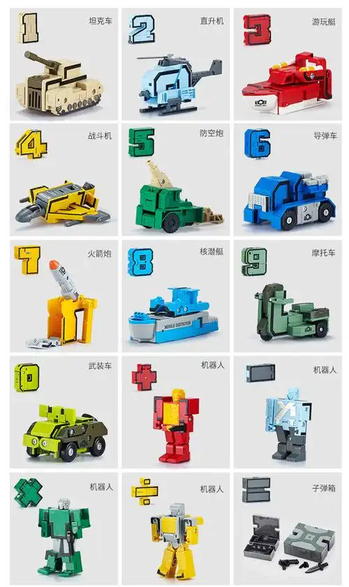 新乐新数字变形玩具拼装金刚战队合体机器人儿童益智早教积木套装