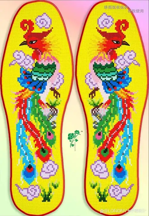 传统手工十字绣鞋垫图样欣赏!