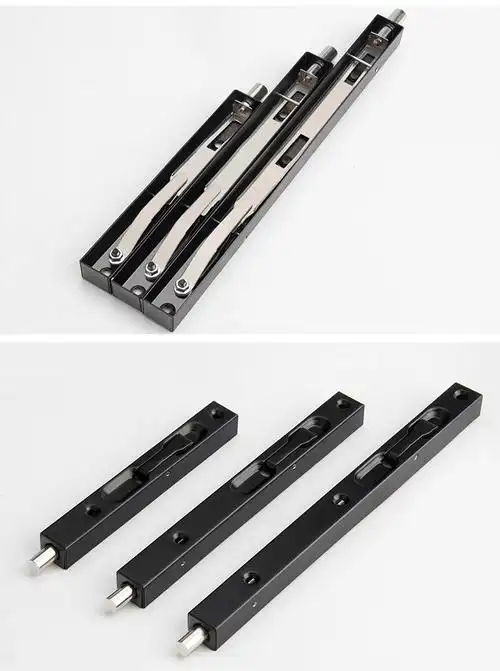 黑色不锈钢暗装插销天地插销防盗门子母门隐藏暗插销双开门锁扣 敬平