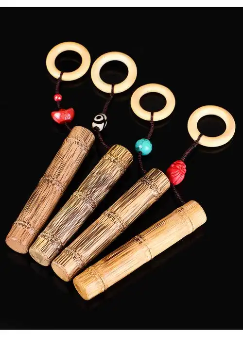 金丝玉竹实心竹手把件男士文玩朱砂貔貅老料随身盘玩精磨长棍竹节