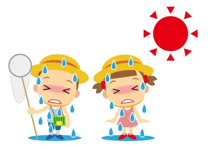 创意矢量卡通夏日流汗的可爱小猫