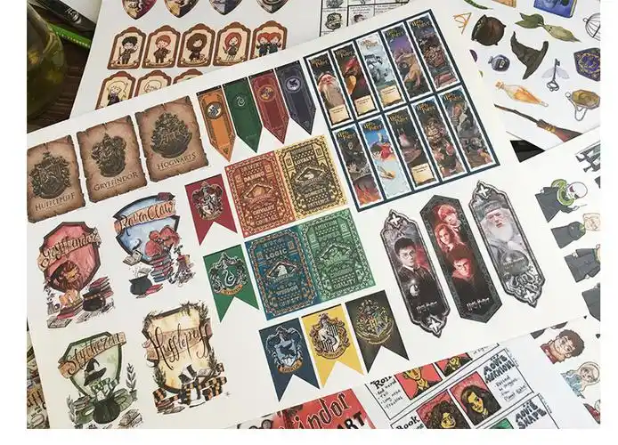 哈利波特贴纸harrypotter印章手帐装饰复古贴画hp017哑面不干胶a4未