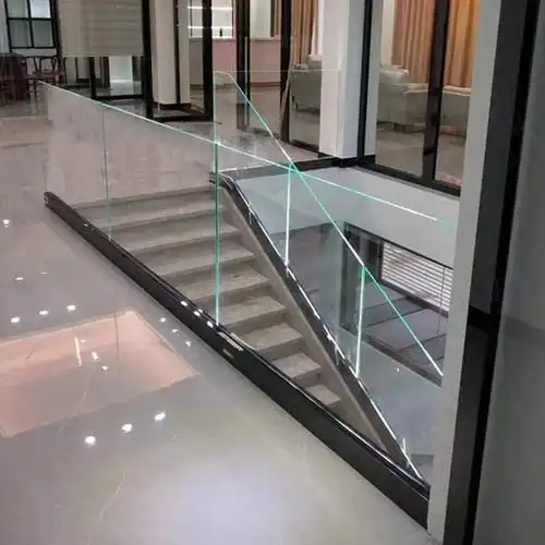 无框玻璃扶手室外阳台室内玻璃预埋u型卡槽楼梯扶手实心铝槽室内运磐
