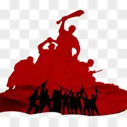 历史红军人物剪影之作战部署元素pngpsd红军长征路线图png手绘剪纸风