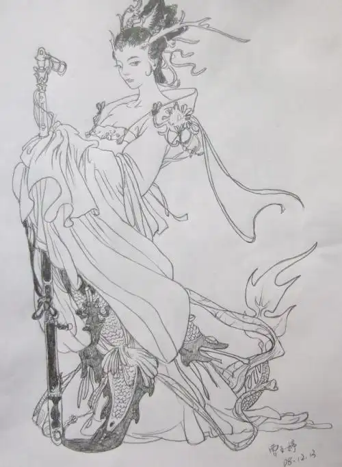 古装简笔画服装素描画古装小美女简笔画古代美丽妃子简笔画9款可爱