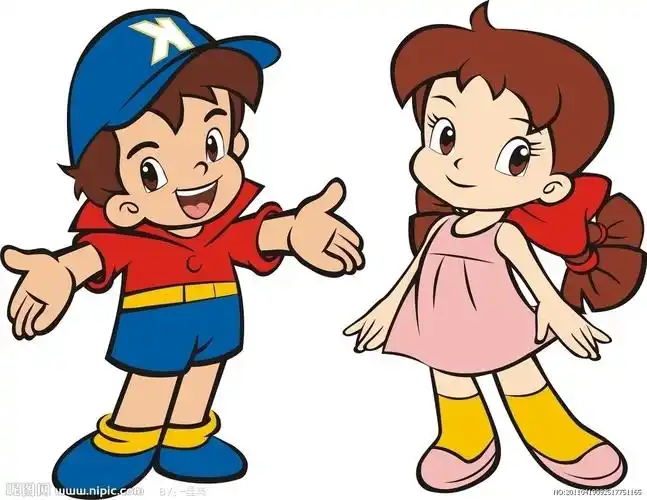 小男孩和小女孩矢量图图片