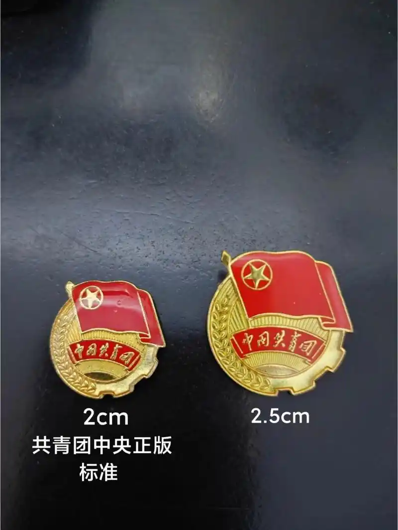 2020新版共青团中央监制团徽是2cm,而且正版团徽背面印有"共青团中央
