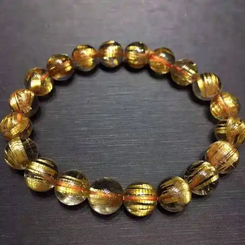 天然钛晶手链 金钛晶手链男女款 钛晶手链手串 金发晶钛晶手链