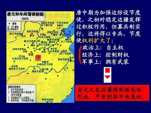 安史之乱后藩镇割据局面 形成,严重削弱中央集权.