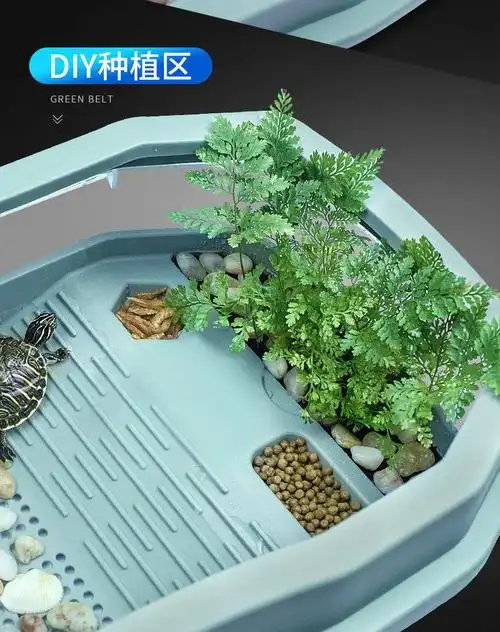 yimo)乌龟缸带晒台造景别墅水陆大型巴西龟饲养箱家用鱼缸养乌龟专用