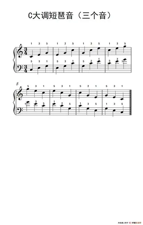 c大调短琶音三个音儿童钢琴练习曲