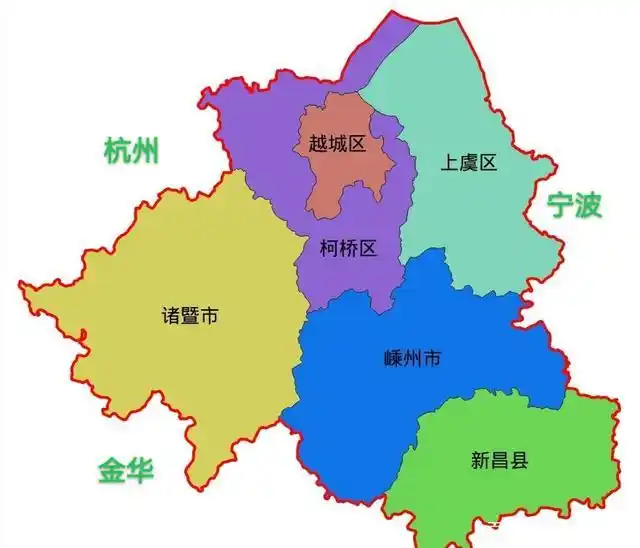 绍兴市1县2市3区,建成区面积排名,最大是柯桥区,最小是新昌县