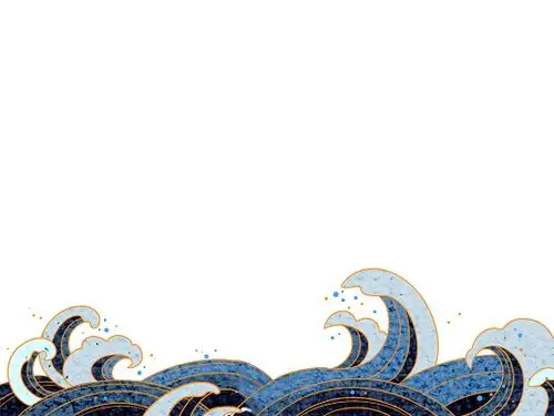 国潮浪花手绘蓝色国潮海浪边框浪花png素材