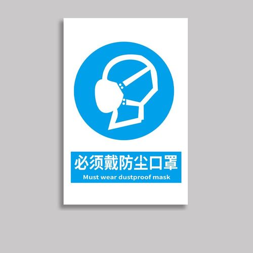 佩戴防尘口罩】工厂车间消防安全生产警示标识禁止吸烟提示牌警告标志
