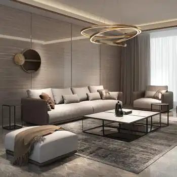 风意式轻奢直排沙发北欧科技布现代简约家用日式侘寂风客厅创意家具