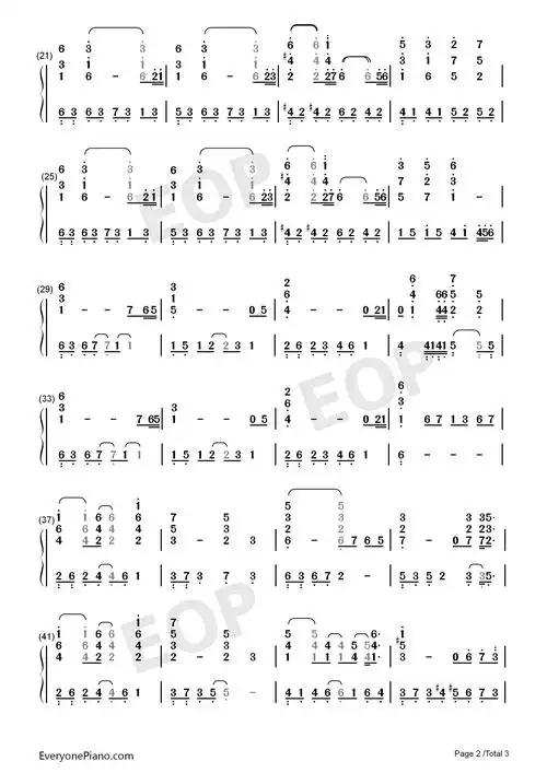 三代目的葬礼-火影忍者插曲双手简谱预览2-钢琴谱文件(五线谱,双手