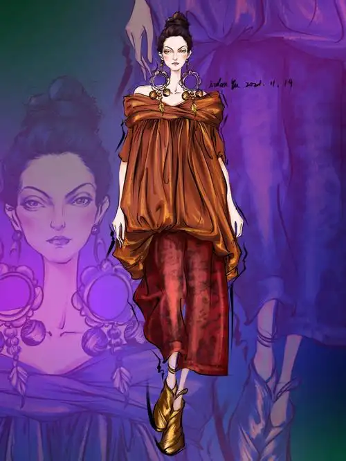 服装手绘效果图时装插画内附过程图