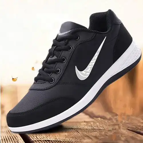 正品耐克顿男鞋运动鞋皮面防水百搭透气休闲健步鞋防滑跑步鞋子男