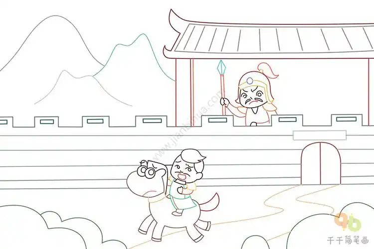 出塞古诗配画简笔画图片