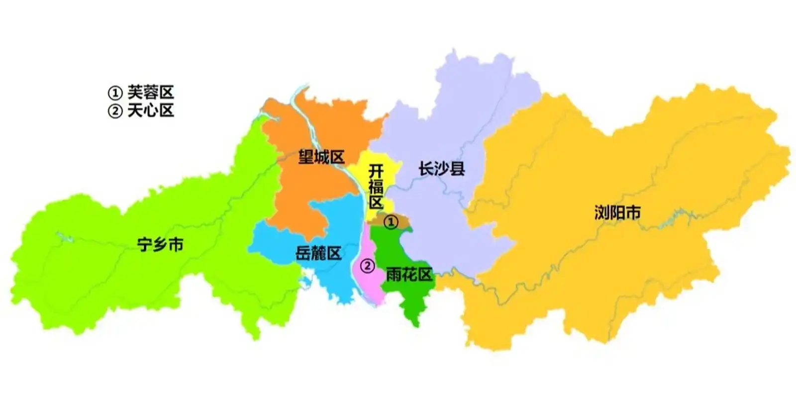 长沙行政区划 长沙市,湖南省省会,总面积为11819平方公里,常住人口为
