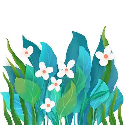 卡通春天花草植物插画元素素材