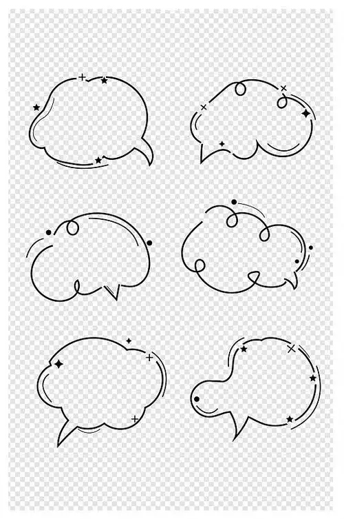 手绘黑白线条对话框文本框内容框装饰边框