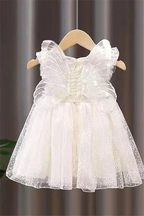 儿童蝴蝶裙子女宝宝波点公主裙2021新款女童夏季蓬蓬连衣裙洋气