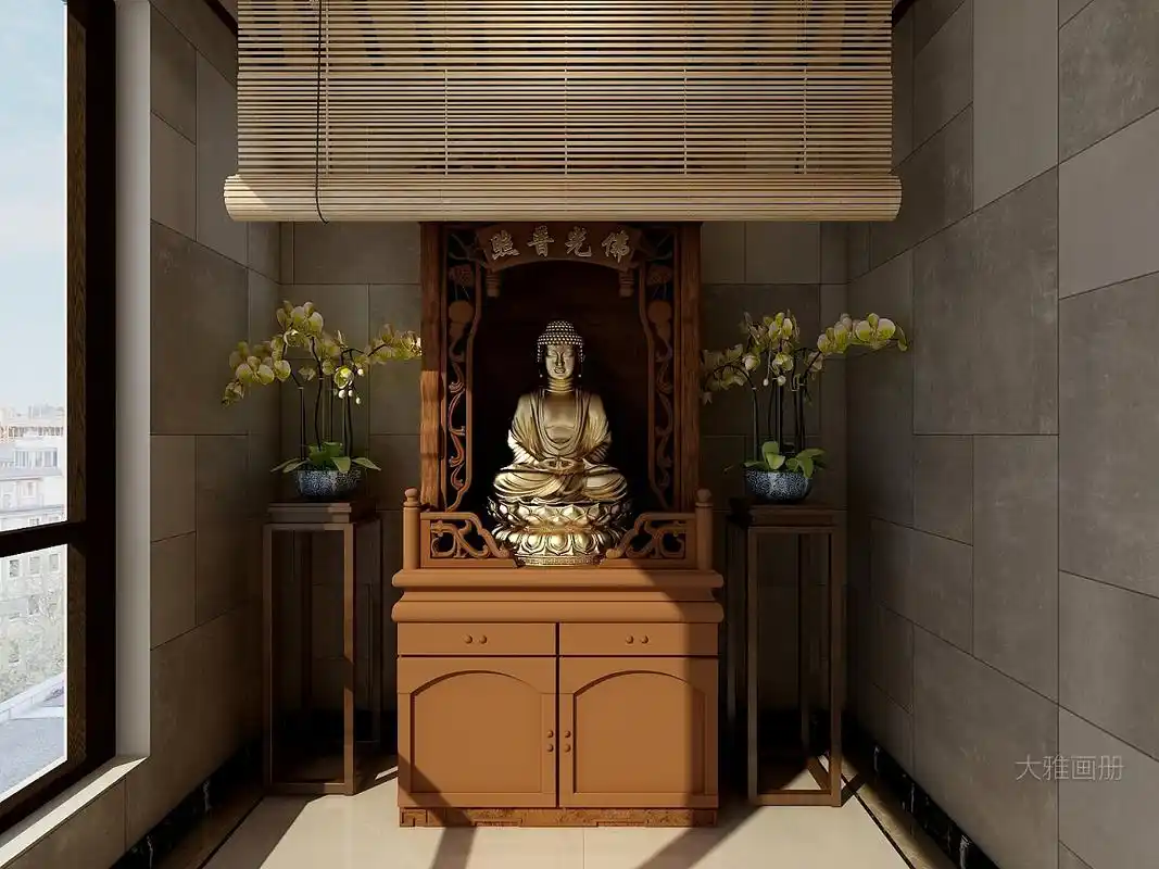 客户要求阳台需要具备茶室,佛龛及晾晒的功能.