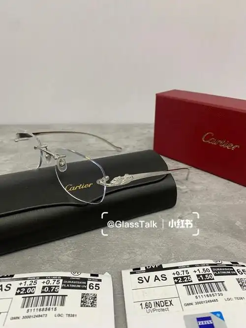 客订卡地亚无框银豹眼镜蔡司新清锐镜片