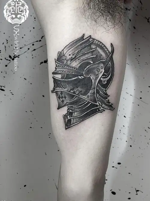 骑士头盔_纹身图案手稿图片_水异的纹身作品集