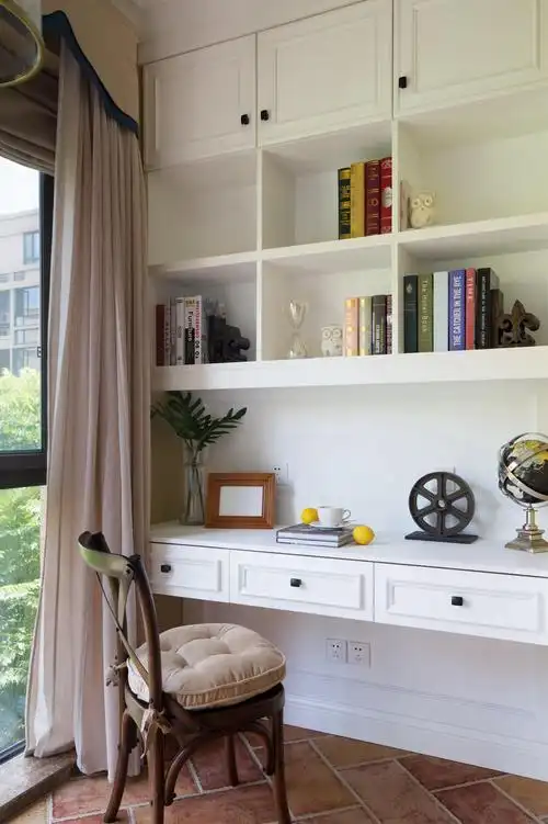 美式风格三居之家阳台工作区_齐家网装修效果图