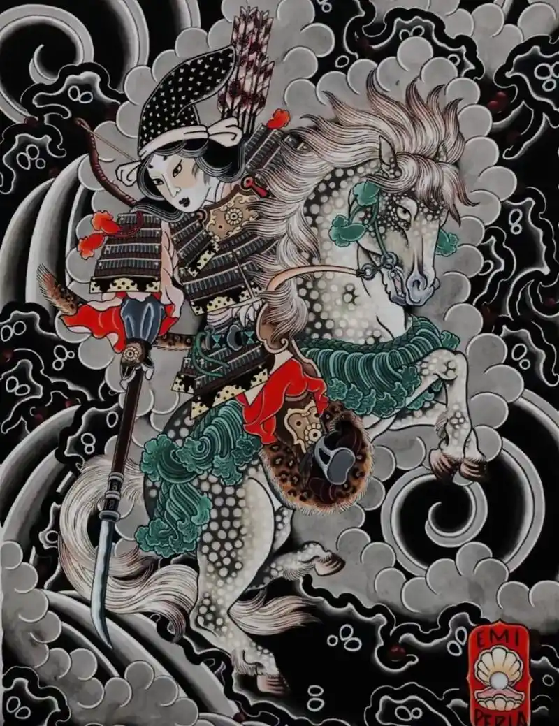 日式满背 #济南天奕刺青 #日式老传统 #巴御前 少见的女将