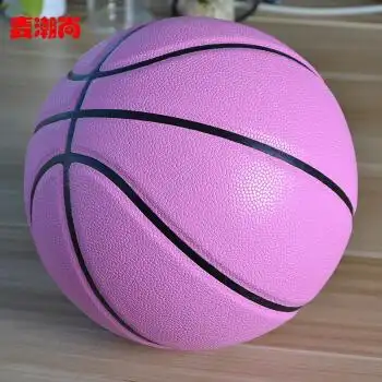 麦潮尚粉色球皮无商标发泡中胎粘软手感篮球个性比赛7号篮球防滑耐磨