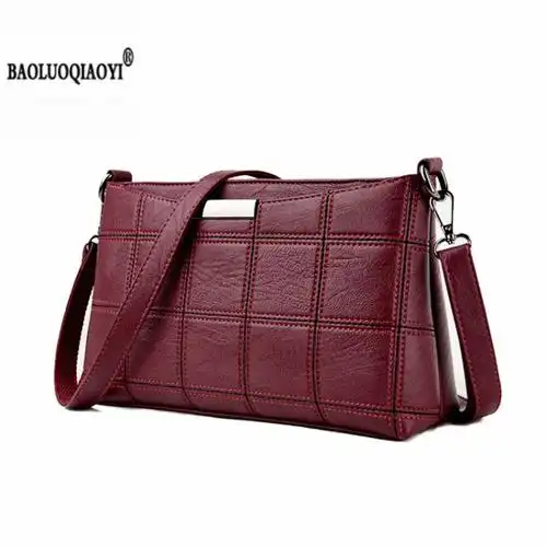 保罗乔伊秋冬新款时尚简约女包手提包田格纹单肩包中年斜跨包女士包包