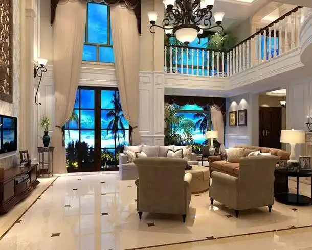 简欧风格挑高客厅装修效果图简欧风格单人沙发图片