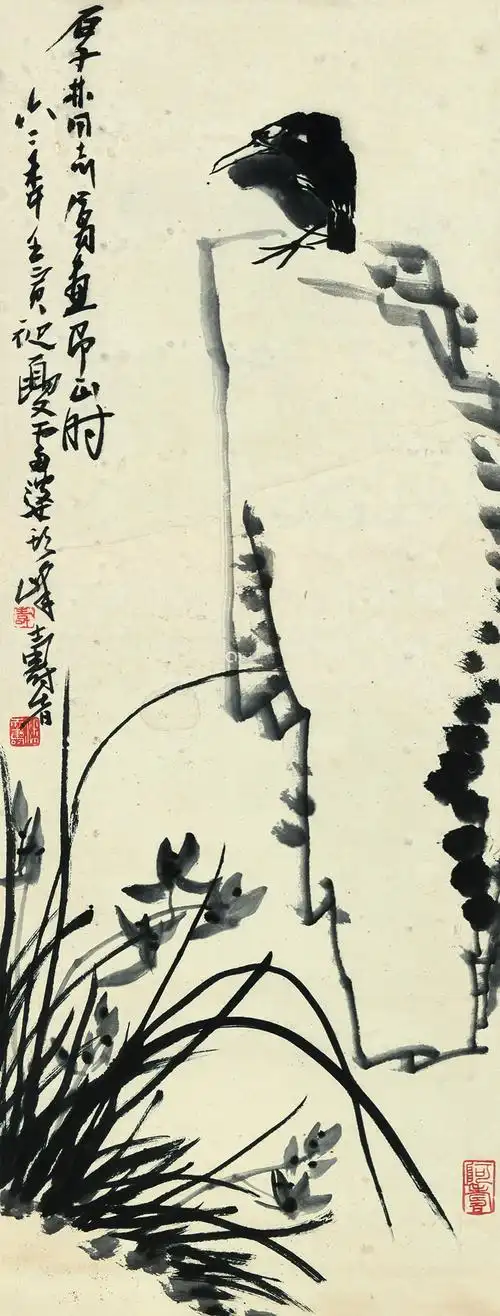 潘天寿 花鸟 水墨纸本 立轴