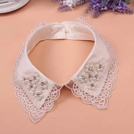 蕾丝花边钉珠水钻衬衫假领子女士春秋冬季韩国百搭衣领装饰领包邮