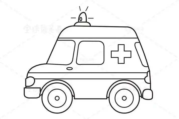 救护车简笔画的简单画法如何画大型幼儿卡通救护车简笔画的图片教程