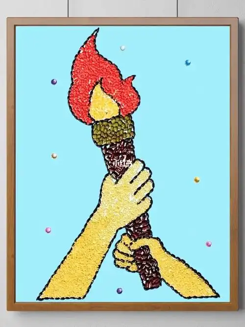 【爱国系列】星火相传|五谷粮食种子粘贴画