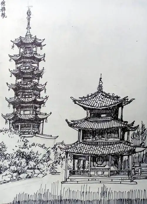 中海素描第23轮《中式建筑速写》