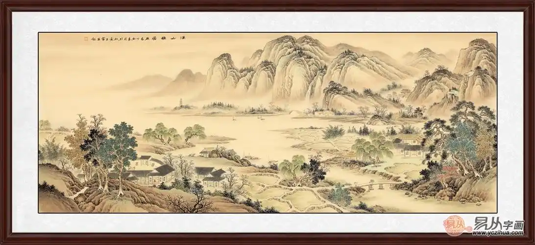 国画典藏精品 王宁精心力作仿古山水画《溪山雅居》